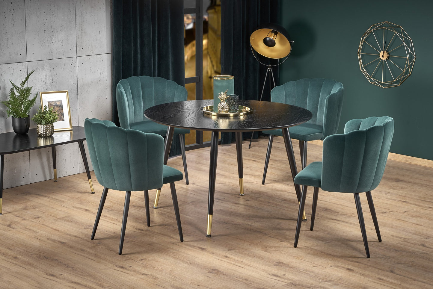 Kitchen Table Embos | size: Length: 120cm, Width: 120cm, Height: 75cm, Diameter: 120cm | color: Black/Gold | image: 2 | variant: 1011230