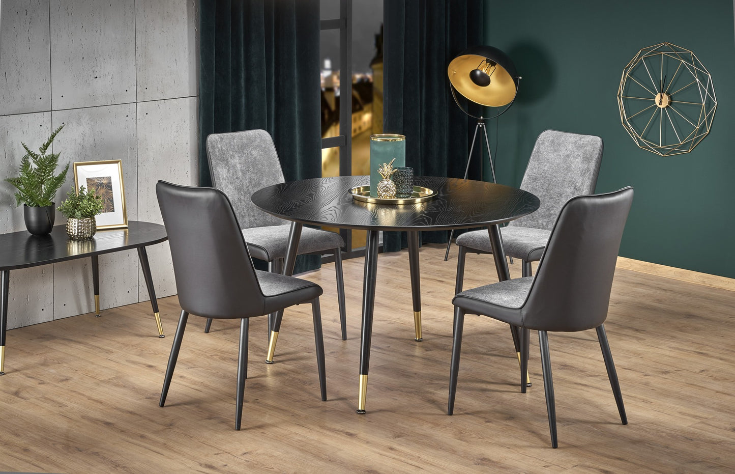 Kitchen Table Embos | size: Length: 120cm, Width: 120cm, Height: 75cm, Diameter: 120cm | color: Black/Gold | image: 3 | variant: 1011230