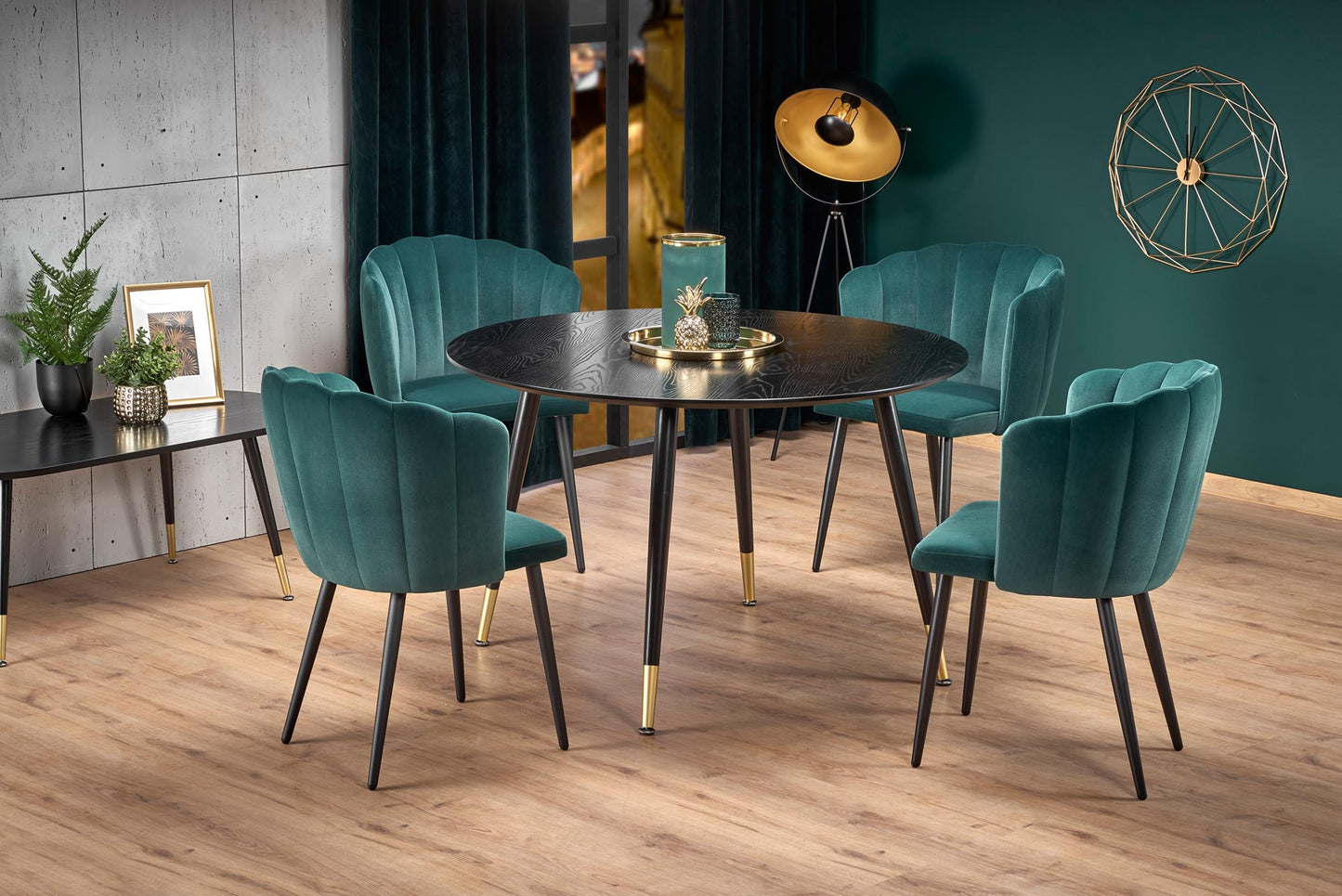 Kitchen Table Embos | size: Length: 120cm, Width: 120cm, Height: 75cm, Diameter: 120cm | color: Black/Gold | image: 8 | variant: 1011230