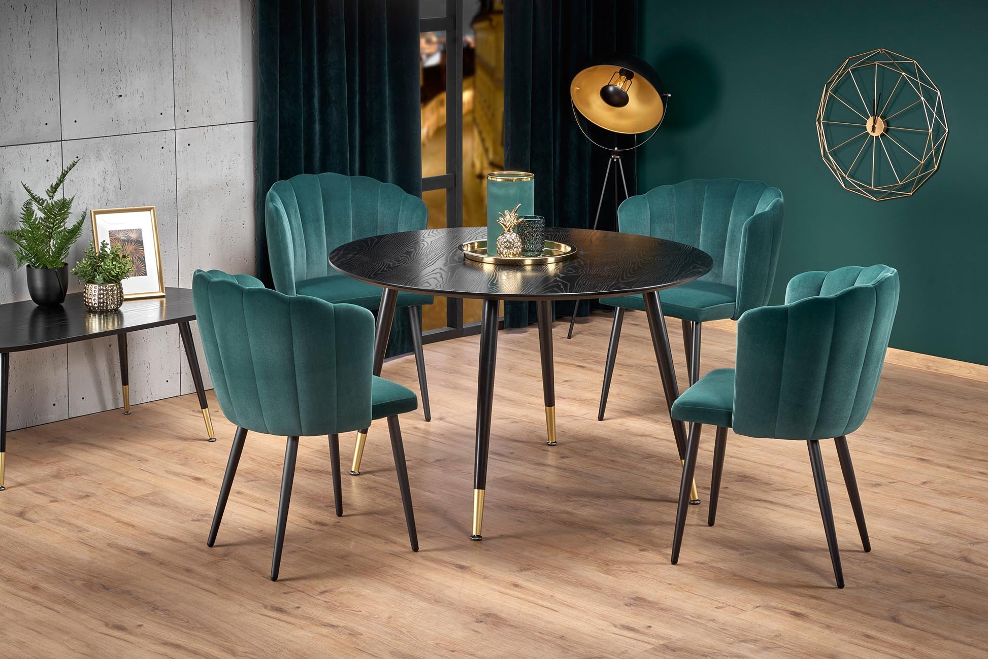 Kitchen Table Embos | size: Length: 120cm, Width: 120cm, Height: 75cm, Diameter: 120cm | color: Black/Gold | image: 8 | variant: 1011230