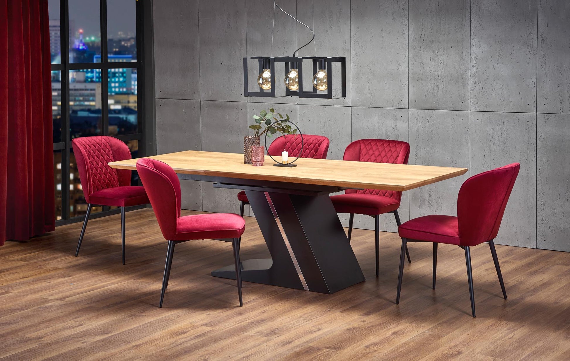 Kitchen Table Ferguson | size: Length: 90cm, Width: 220cm, Height: 75cm | color: Black/Oak | image: 4 | variant: 1011299