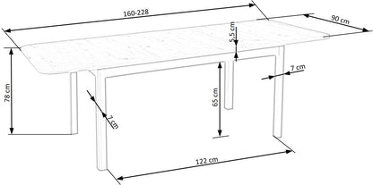 Kitchen Table Florian | size: Length: 90cm, Width: 228cm, Height: 76cm | color: Black/Oak | image: 10 | variant: 1006359