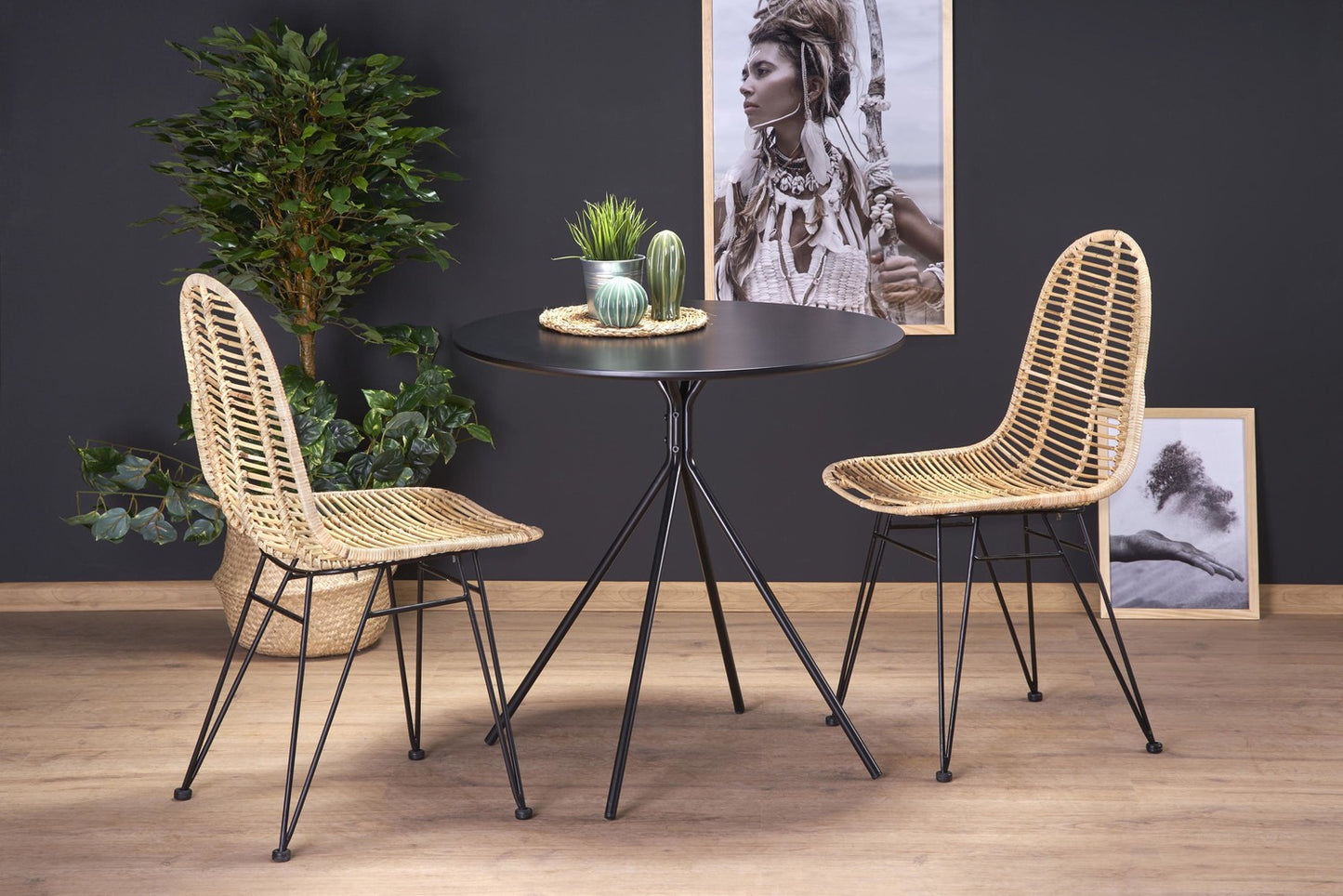 Kitchen Table Fondi | size: Length: 80cm, Width: 80cm, Height: 75cm, Diameter: 80cm | color: Black | image: 4 | variant: 1006454