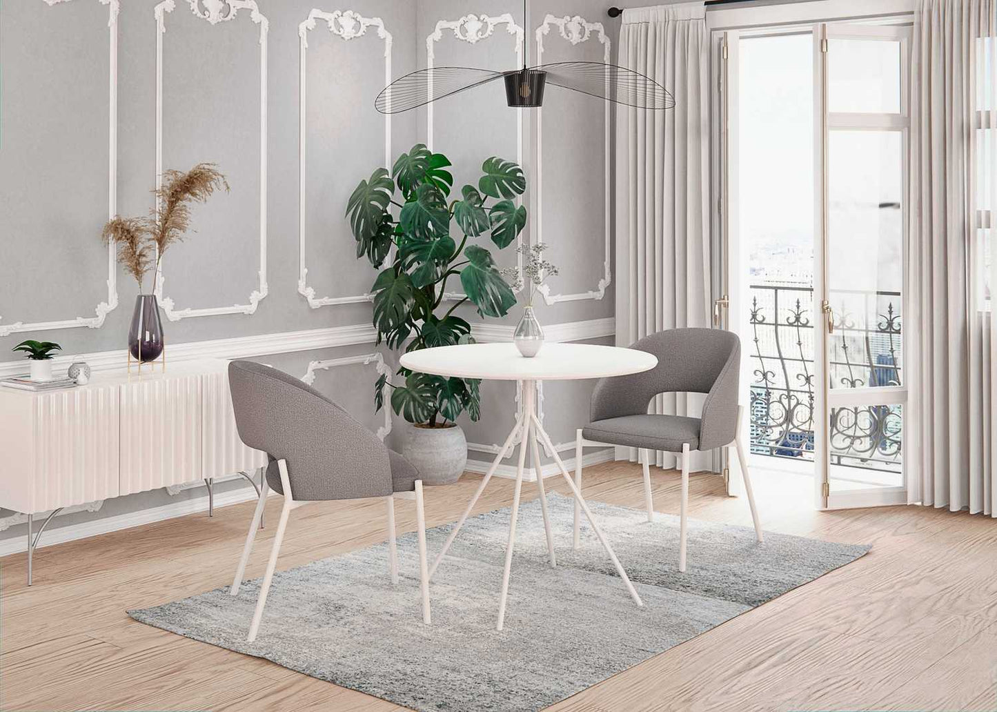 Kitchen Table Fondi | size: Length: 80cm, Width: 80cm, Height: 75cm, Diameter: 80cm | color: White | image: 4 | variant: 1006453