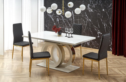 Kitchen Table Galardo | size: Length: 90cm, Width: 200cm, Height: 76cm | color: White/Gold | image: 2 | variant: 1013015