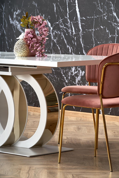 Kitchen Table Galardo | size: Length: 90cm, Width: 200cm, Height: 76cm | color: White/Gold | image: 4 | variant: 1013015