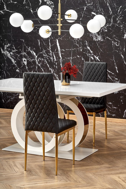 Kitchen Table Galardo | size: Length: 90cm, Width: 200cm, Height: 76cm | color: White/Gold | image: 6 | variant: 1013015