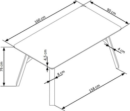 Kitchen Table Halifax | size: Length: 90cm, Width: 160cm, Height: 76cm | color: Gray | image: 5 | variant: 1011238