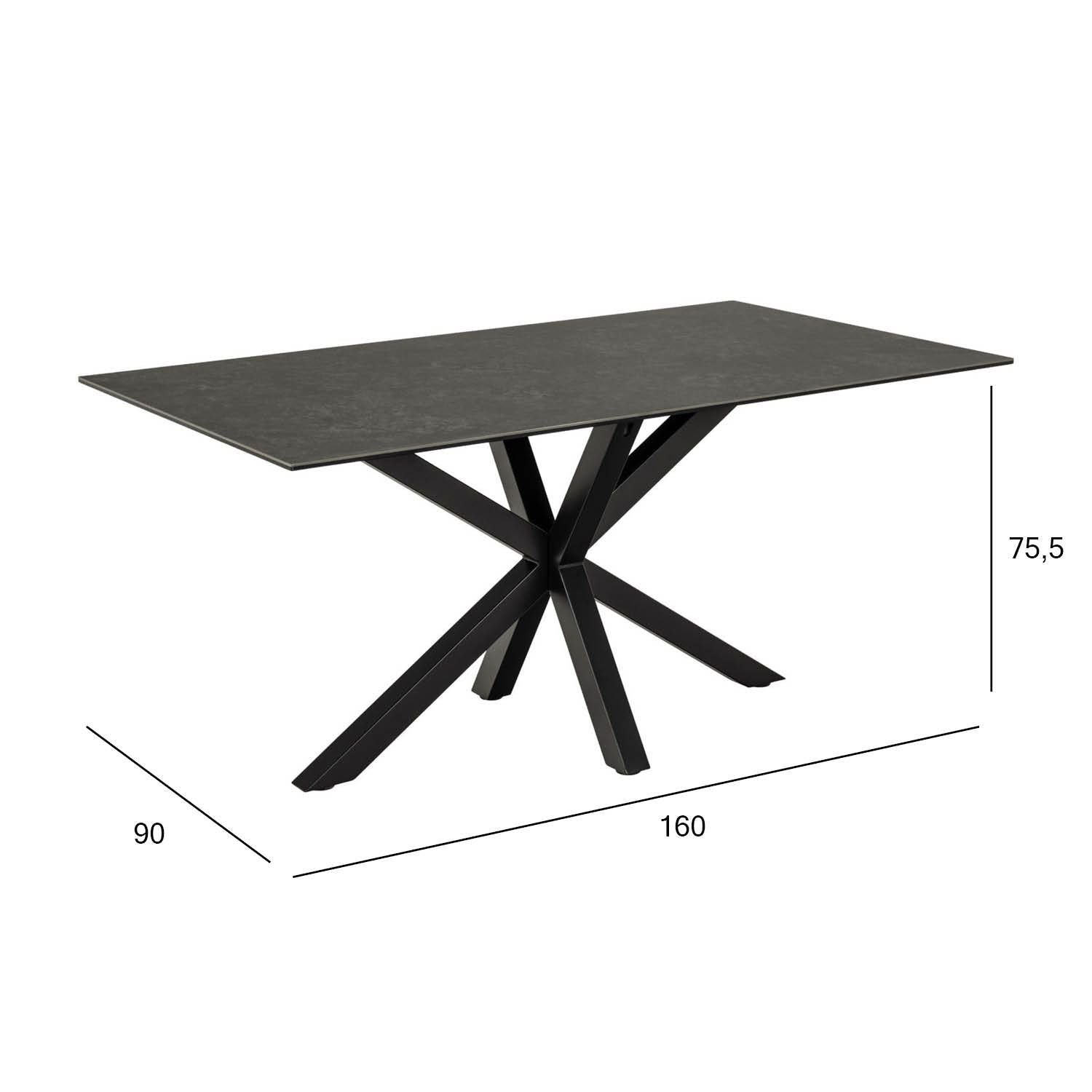 Kitchen Table Heaven 1 | size: Length: 90cm, Width: 160cm, Height: 75.5cm | color: Black | image: 3 | variant: 1006515