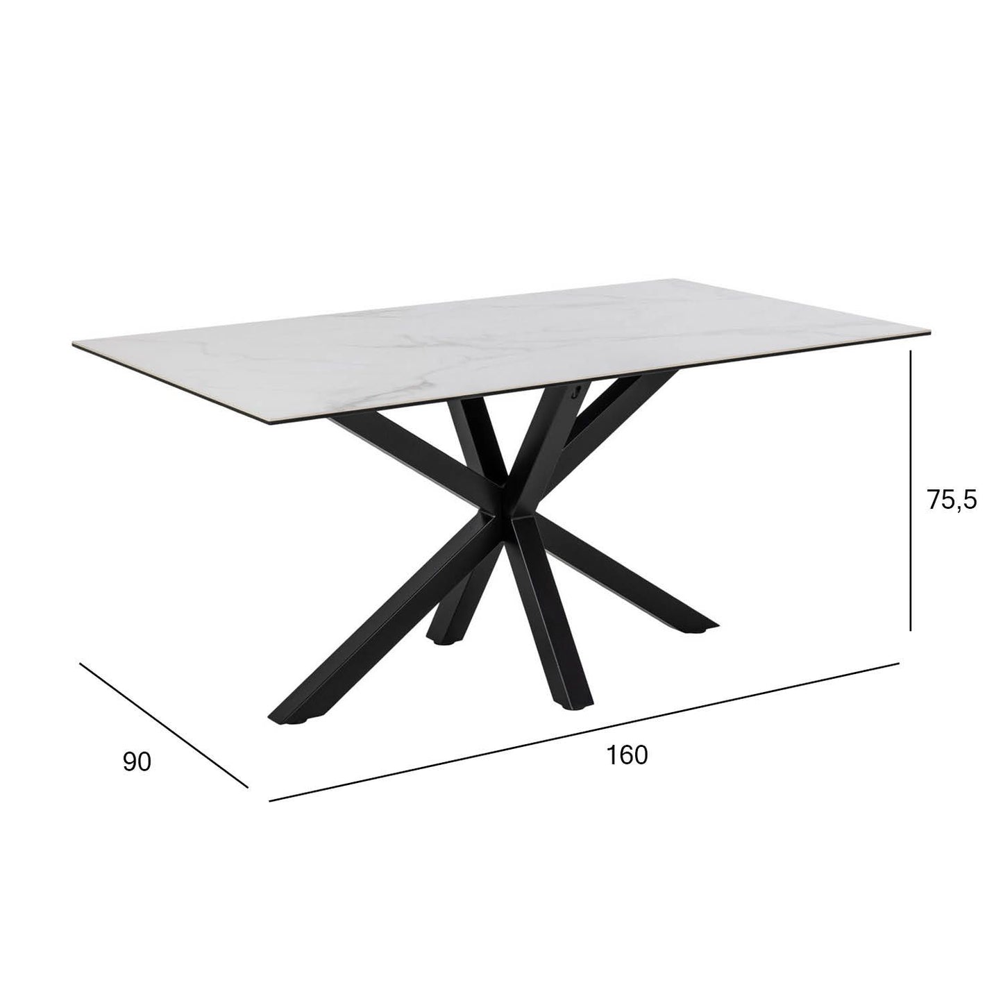 Kitchen Table Heaven 1 | size: Length: 90cm, Width: 160cm, Height: 75.5cm | color: White | image: 3 | variant: 1006514