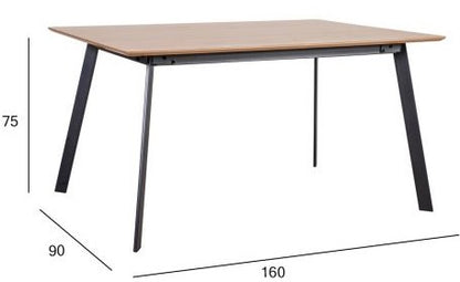 Kitchen Table Helena | size: Length: 90cm, Width: 160cm, Height: 75cm | color: Black/Oak | image: 4 | variant: 1011262