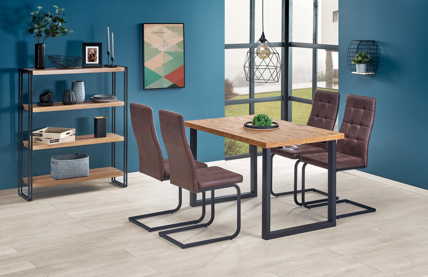 Kitchen Table Horus | size: Length: 80cm, Width: 206cm, Height: 76cm | color: Black/Oak | image: 4 | variant: 1011275