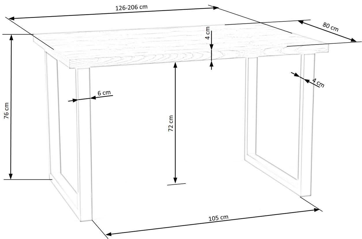 Kitchen Table Horus | size: Length: 80cm, Width: 206cm, Height: 76cm | color: Black/Oak | image: 9 | variant: 1011275