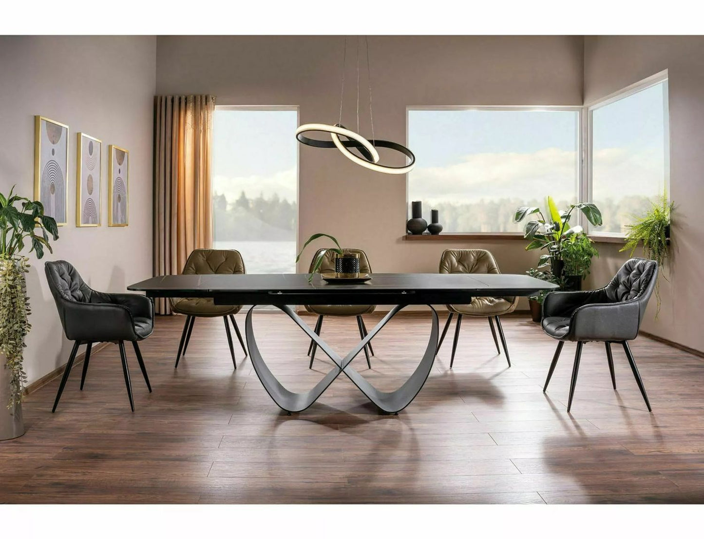 Kitchen Table Infinity | size: Length: 95cm, Width: 240cm, Height: 76cm | color: Black | image: 3 | variant: 1006614