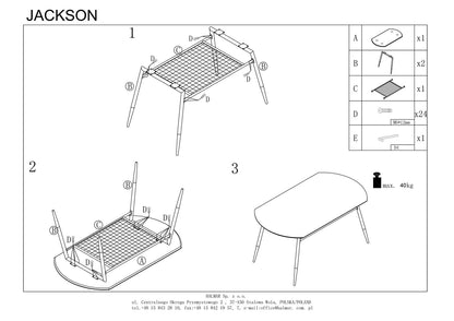 Kitchen Table Jackson | size: Length: 90cm, Width: 160cm, Height: 77cm | color: Black/Oak | image: 10 | variant: 1011998
