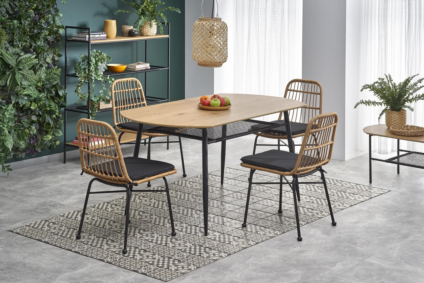 Kitchen Table Jackson | size: Length: 90cm, Width: 160cm, Height: 77cm | color: Black/Oak | image: 2 | variant: 1011998