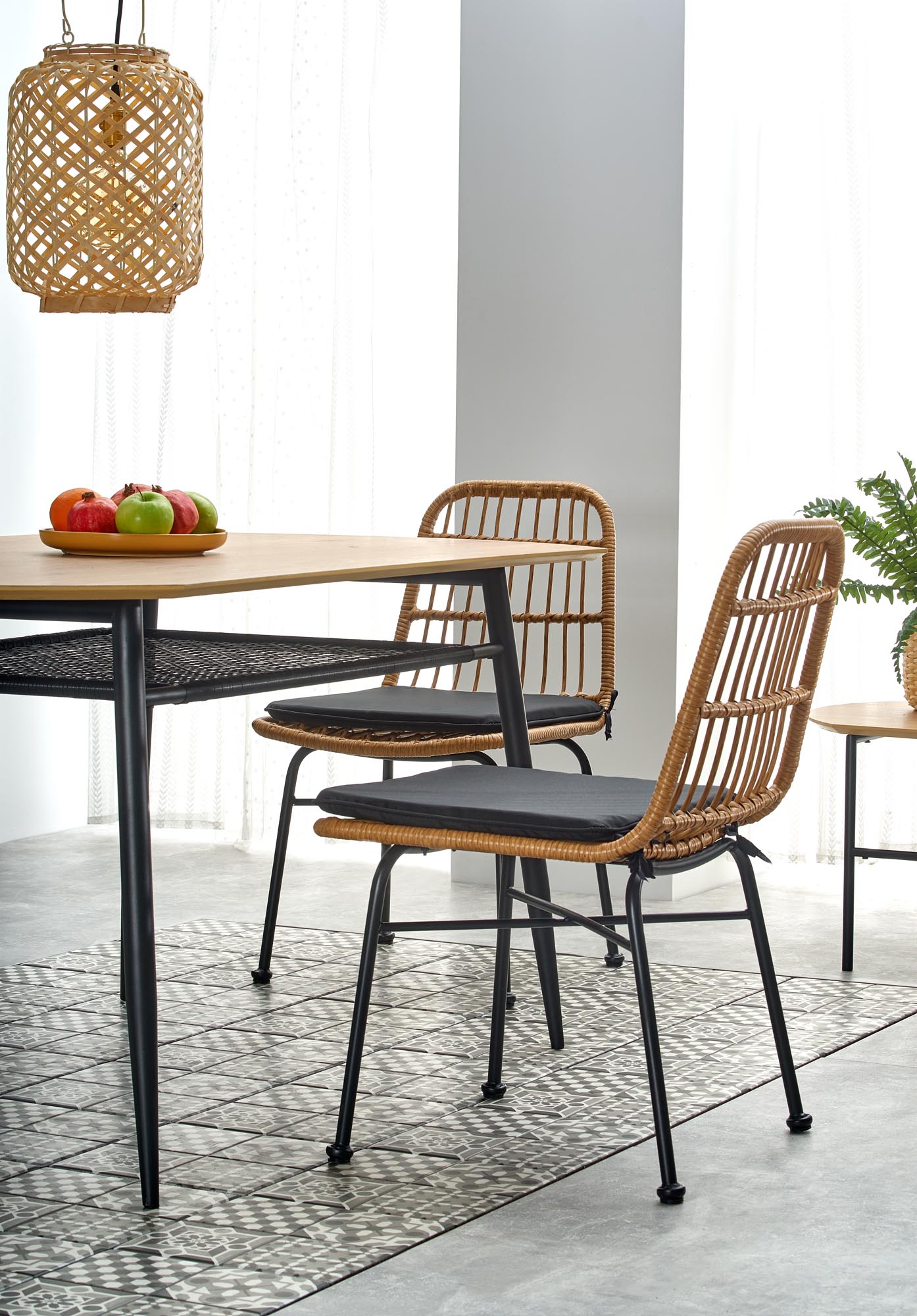 Kitchen Table Jackson | size: Length: 90cm, Width: 160cm, Height: 77cm | color: Black/Oak | image: 3 | variant: 1011998
