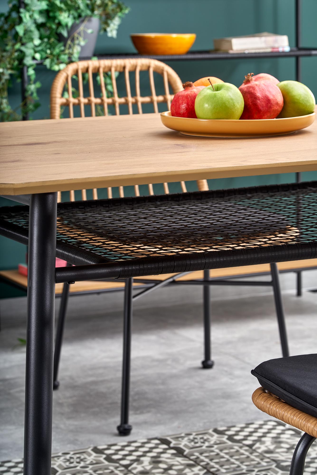Kitchen Table Jackson | size: Length: 90cm, Width: 160cm, Height: 77cm | color: Black/Oak | image: 4 | variant: 1011998