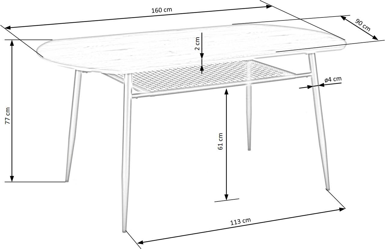 Kitchen Table Jackson | size: Length: 90cm, Width: 160cm, Height: 77cm | color: Black/Oak | image: 9 | variant: 1011998