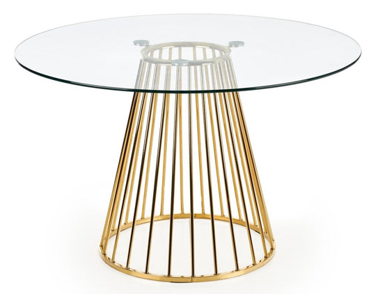 Kitchen Table Liverpool | size: Length: 120cm, Width: 120cm, Height: 75cm, Diameter: 120cm | color: Transparent/Gold | image: 1 | variant: 1011239