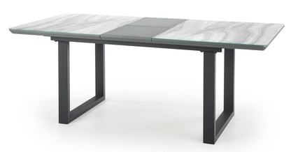 Kitchen Table Marley | size: Length: 90cm, Width: 200cm, Height: 76cm | color: Marble/Black/Grey | image: 2 | variant: 1012578