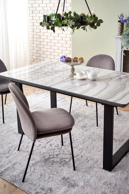 Kitchen Table Marley | size: Length: 90cm, Width: 200cm, Height: 76cm | color: Marble/Black/Grey | image: 4 | variant: 1012578