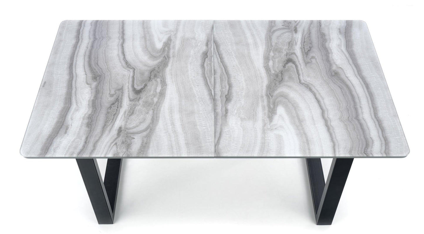 Kitchen Table Marley | size: Length: 90cm, Width: 200cm, Height: 76cm | color: Marble/Black/Grey | image: 7 | variant: 1012578