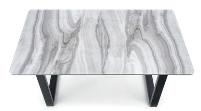 Kitchen Table Marley | size: Length: 90cm, Width: 200cm, Height: 76cm | color: Marble/Black/Grey | image: 7 | variant: 1012578
