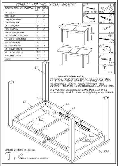 Kitchen Table Maurycy | size: Length: 75cm, Width: 158cm, Height: 76cm | color: White/Oak | image: 2 | variant: 1006385