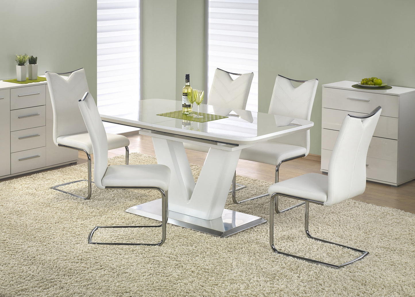 Kitchen Table Mistral | size: Length: 90cm, Width: 220cm, Height: 77cm | color: White | image: 3 | variant: 1011300