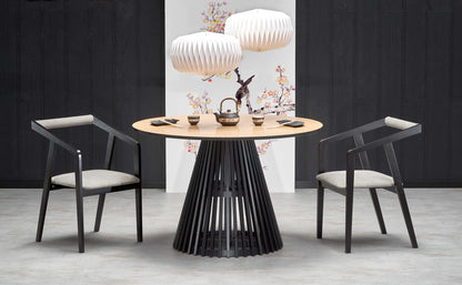 Kitchen Table Miyaki | size: Length: 120cm, Width: 120cm, Height: 77cm, Diameter: 120cm | color: Black/Oak | image: 5 | variant: 1012580
