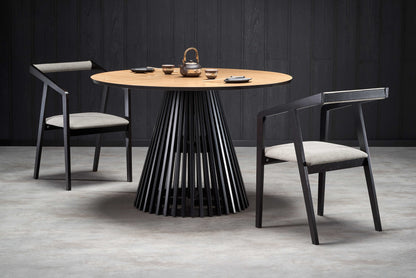 Kitchen Table Miyaki | size: Length: 120cm, Width: 120cm, Height: 77cm, Diameter: 120cm | color: Black/Oak | image: 6 | variant: 1012580