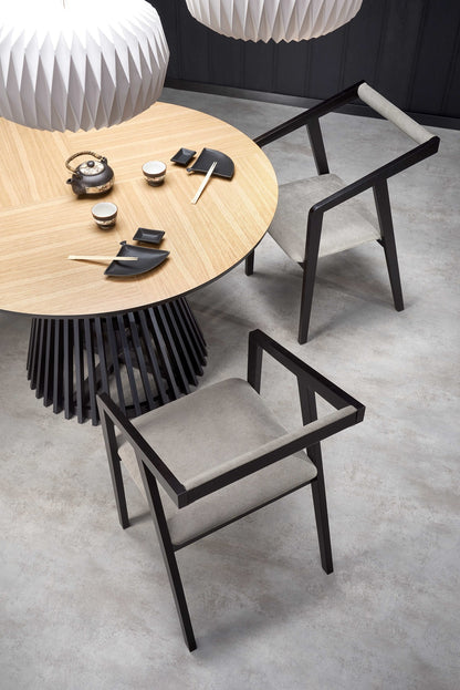 Kitchen Table Miyaki | size: Length: 120cm, Width: 120cm, Height: 77cm, Diameter: 120cm | color: Black/Oak | image: 7 | variant: 1012580