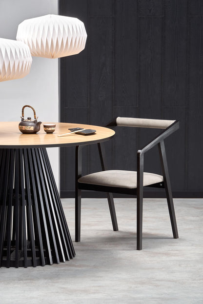 Kitchen Table Miyaki | size: Length: 120cm, Width: 120cm, Height: 77cm, Diameter: 120cm | color: Black/Oak | image: 8 | variant: 1012580