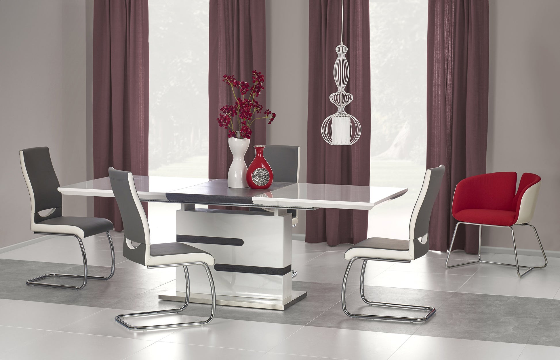 Kitchen Table Monaco | size: Length: 90cm, Width: 220cm, Height: 76cm | color: White/Grey | image: 3 | variant: 1011285