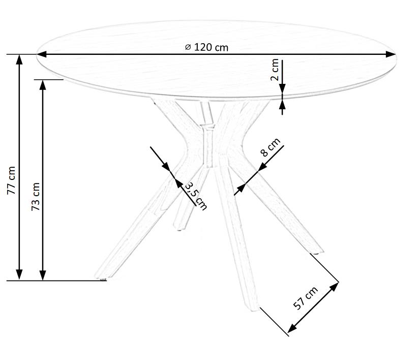 Kitchen Table Nicolas | size: Length: 120cm, Width: 120cm, Height: 77cm, Diameter: 120cm | color: Oak | image: 9 | variant: 1011217