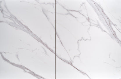 Kitchen Table Osman | size: Length: 90cm, Width: 220cm, Height: 77cm | color: White/Marble/Black | image: 5 | variant: 1013025