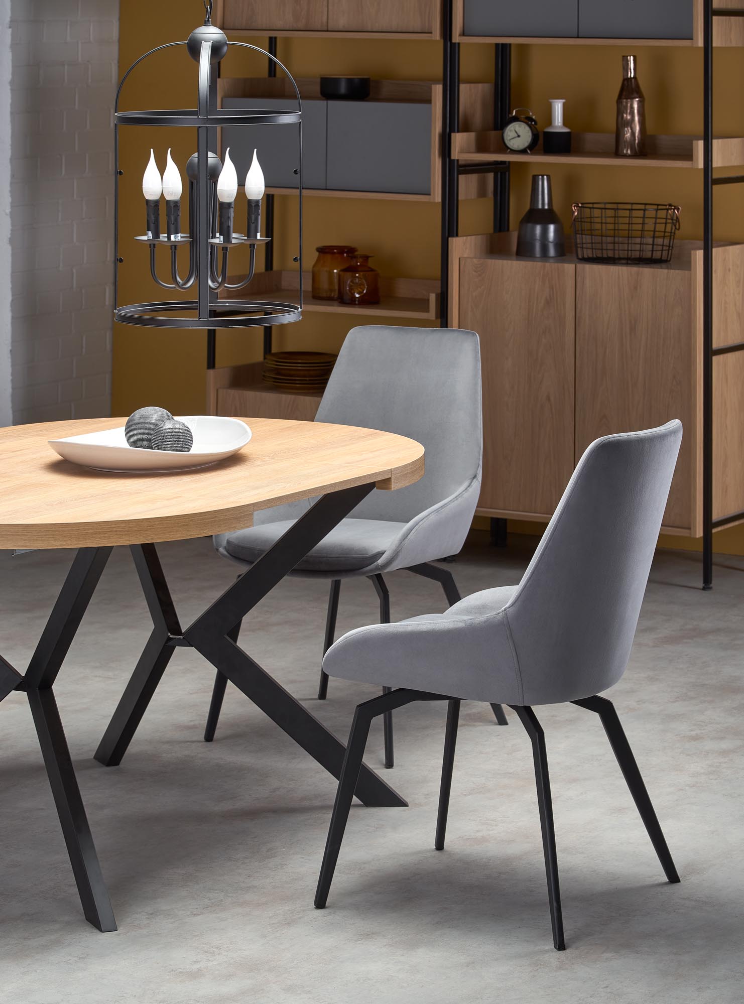 Kitchen Table Peroni | size: Length: 100cm, Width: 250cm, Height: 75cm, Diameter: 100cm | color: Black/Oak | image: 4 | variant: 1006464