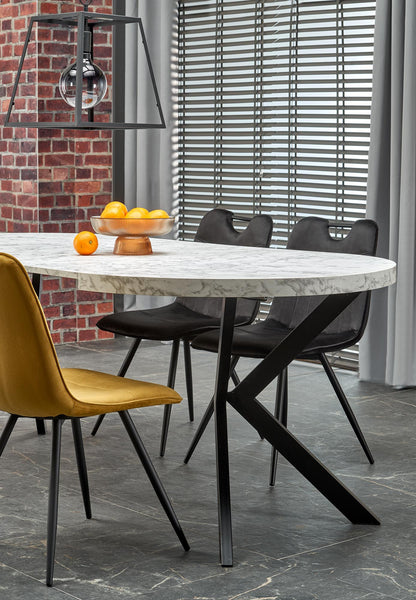 Kitchen Table Peroni | size: Length: 100cm, Width: 250cm, Height: 75cm, Diameter: 100cm | color: White/Marble/Black | image: 3 | variant: 1006466