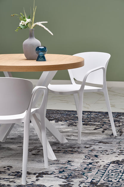 Kitchen Table Peroni | size: Length: 100cm, Width: 250cm, Height: 75cm, Diameter: 100cm | color: White/Oak | image: 6 | variant: 1006465