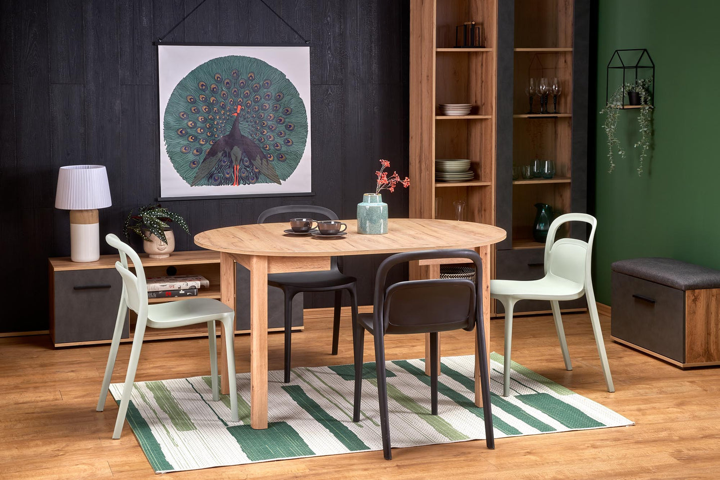 Kitchen Table Ringo | size: Length: 102cm, Width: 142cm, Height: 76cm, Diameter: 102cm | color: Oak | image: 2 | variant: 1006391