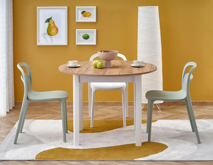 Kitchen Table Ringo | size: Length: 102cm, Width: 142cm, Height: 76cm, Diameter: 102cm | color: White/Oak | image: 2 | variant: 1006390