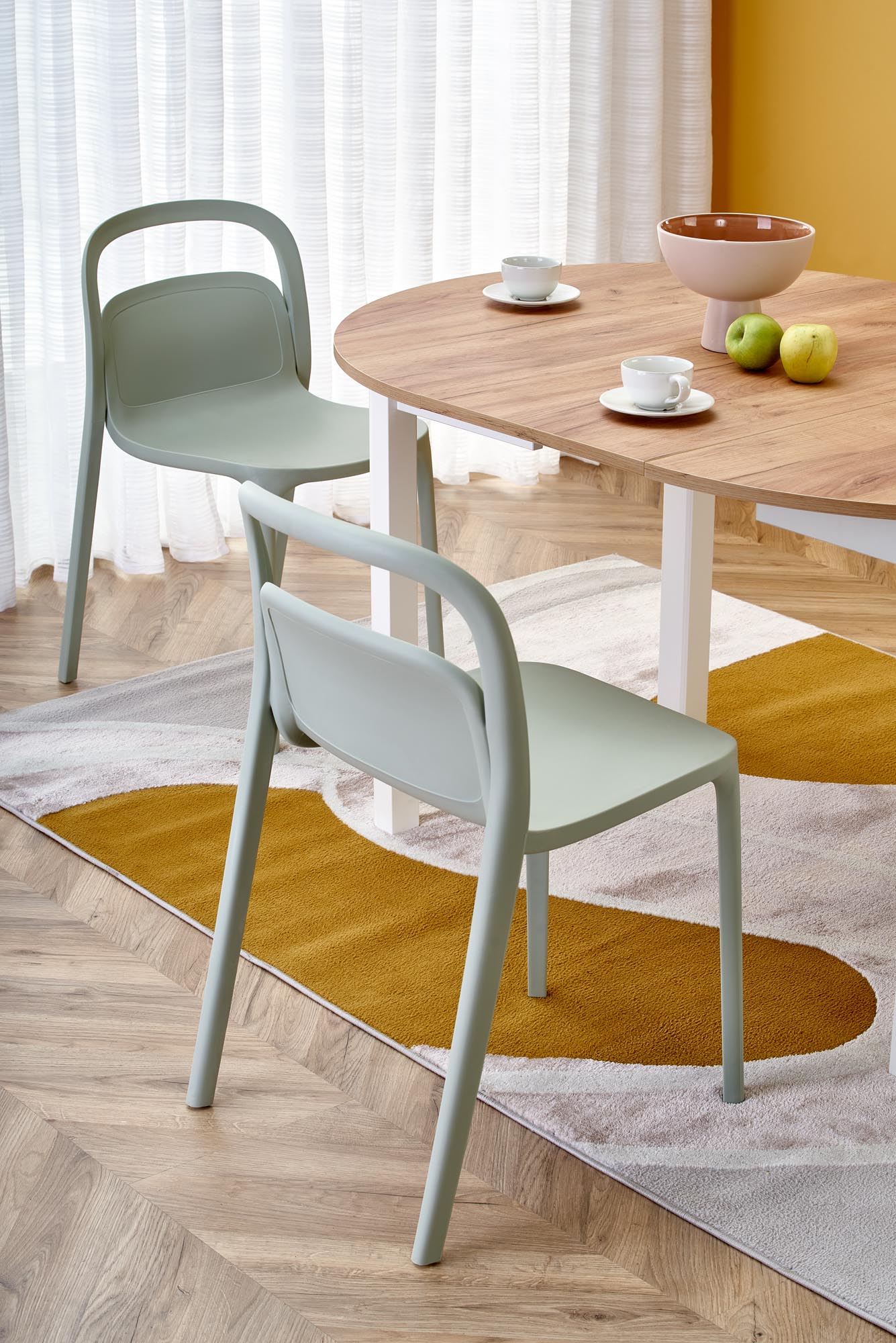 Kitchen Table Ringo | size: Length: 102cm, Width: 142cm, Height: 76cm, Diameter: 102cm | color: White/Oak | image: 3 | variant: 1006390