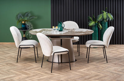 Kitchen Table Robinson | size: Length: 90cm, Width: 200cm, Height: 76cm | color: Beige/Coffee/Marble | image: 3 | variant: 1013026