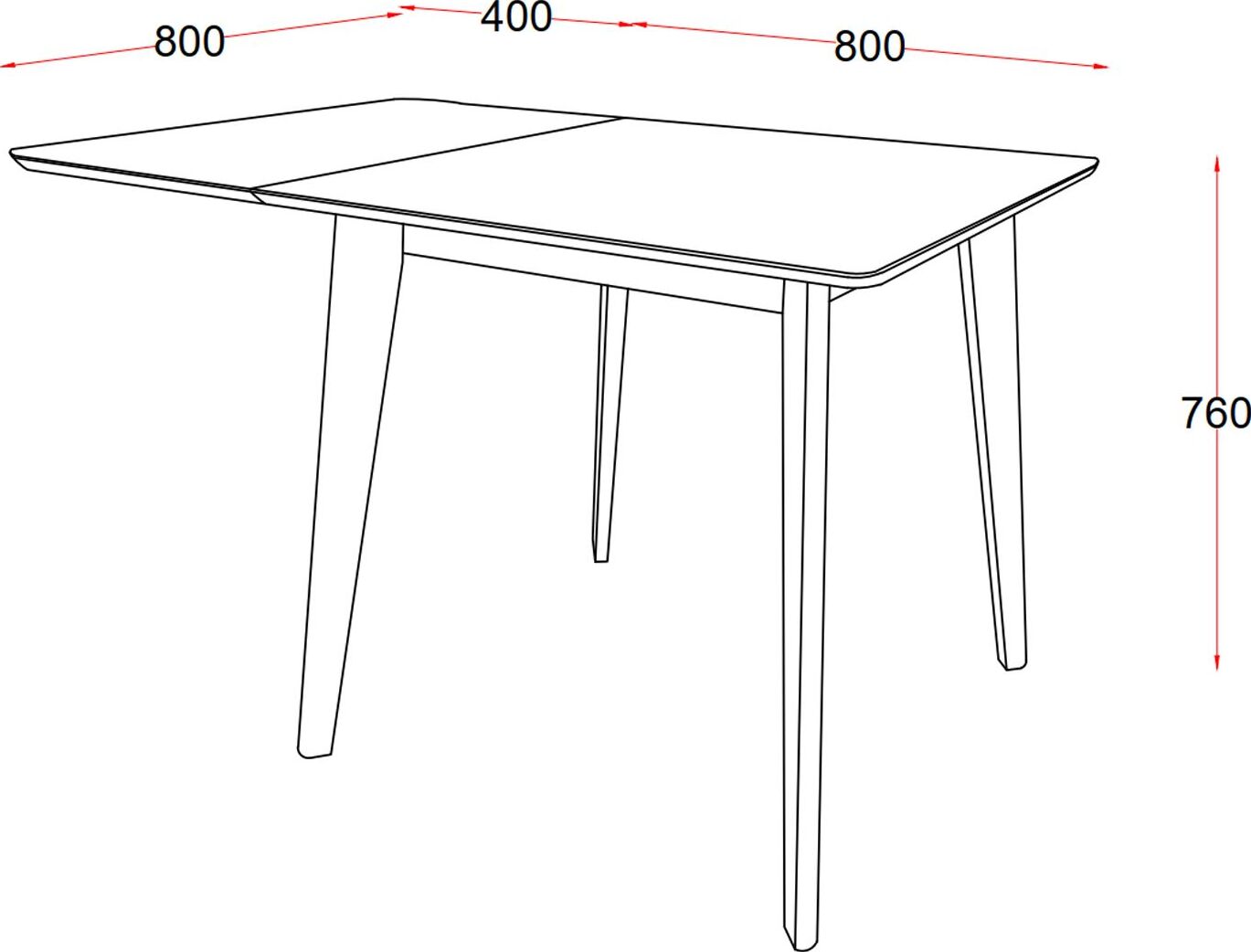 Kitchen Table Roxby 2 | size: Length: 80cm, Width: 120cm, Height: 76cm | color: Black | image: 5 | variant: 1006502