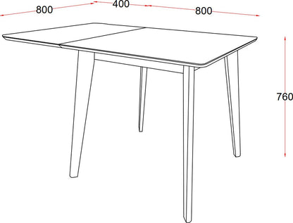 Kitchen Table Roxby 2 | size: Length: 80cm, Width: 120cm, Height: 76cm | color: Black | image: 5 | variant: 1006502