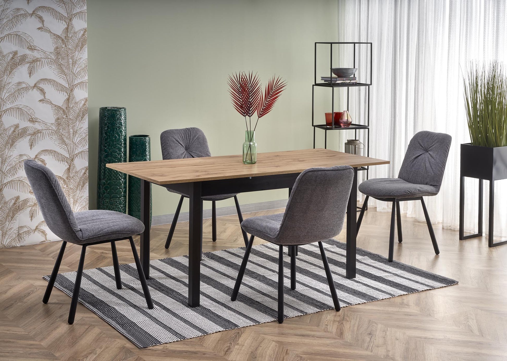 Kitchen Table San Francisco | size: Length: 74cm, Width: 168cm, Height: 75cm | color: Black/Oak | image: 3 | variant: 1007192
