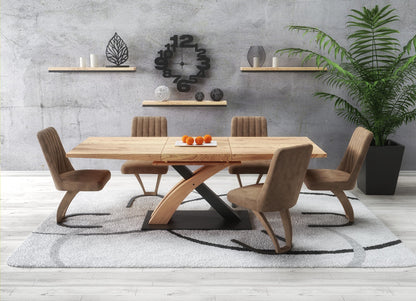 Kitchen Table Sandor 3 | size: Length: 90cm, Width: 220cm, Height: 75cm | color: Black/Oak | image: 2 | variant: 1011301