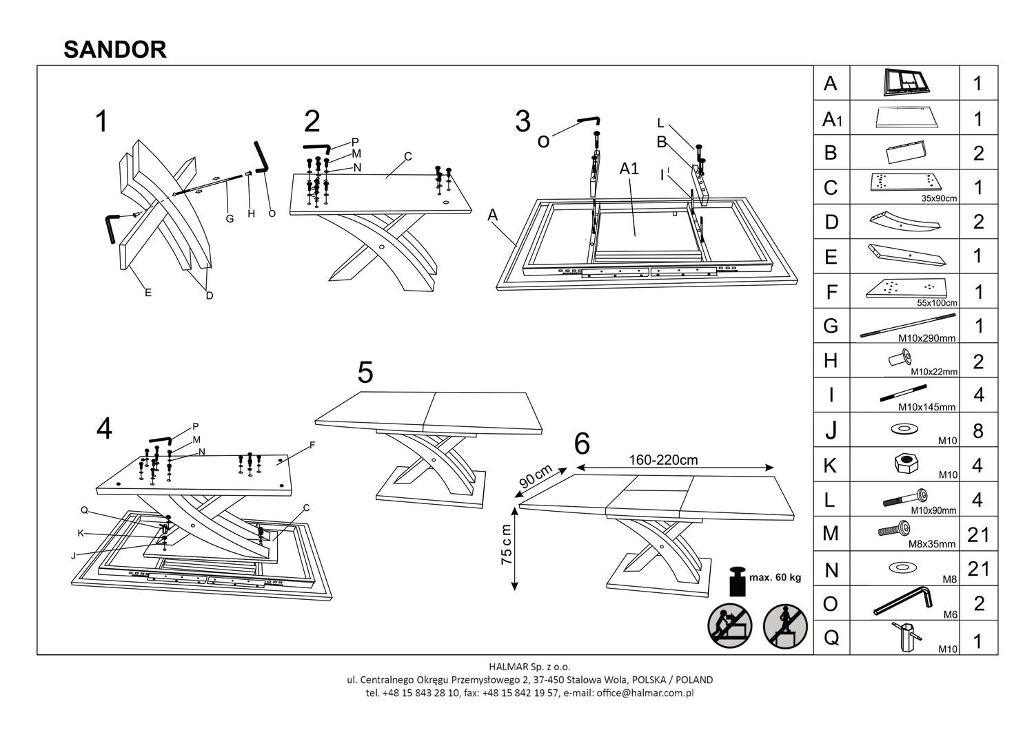 Kitchen Table Sandor 3 | size: Length: 90cm, Width: 220cm, Height: 75cm | color: Black/Oak | image: 3 | variant: 1011301