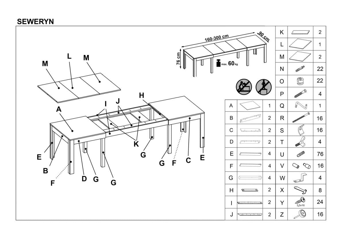 Kitchen Table Seweryn | size: Length: 90cm, Width: 300cm, Height: 76cm | color: Oak | image: 4 | variant: 1006400